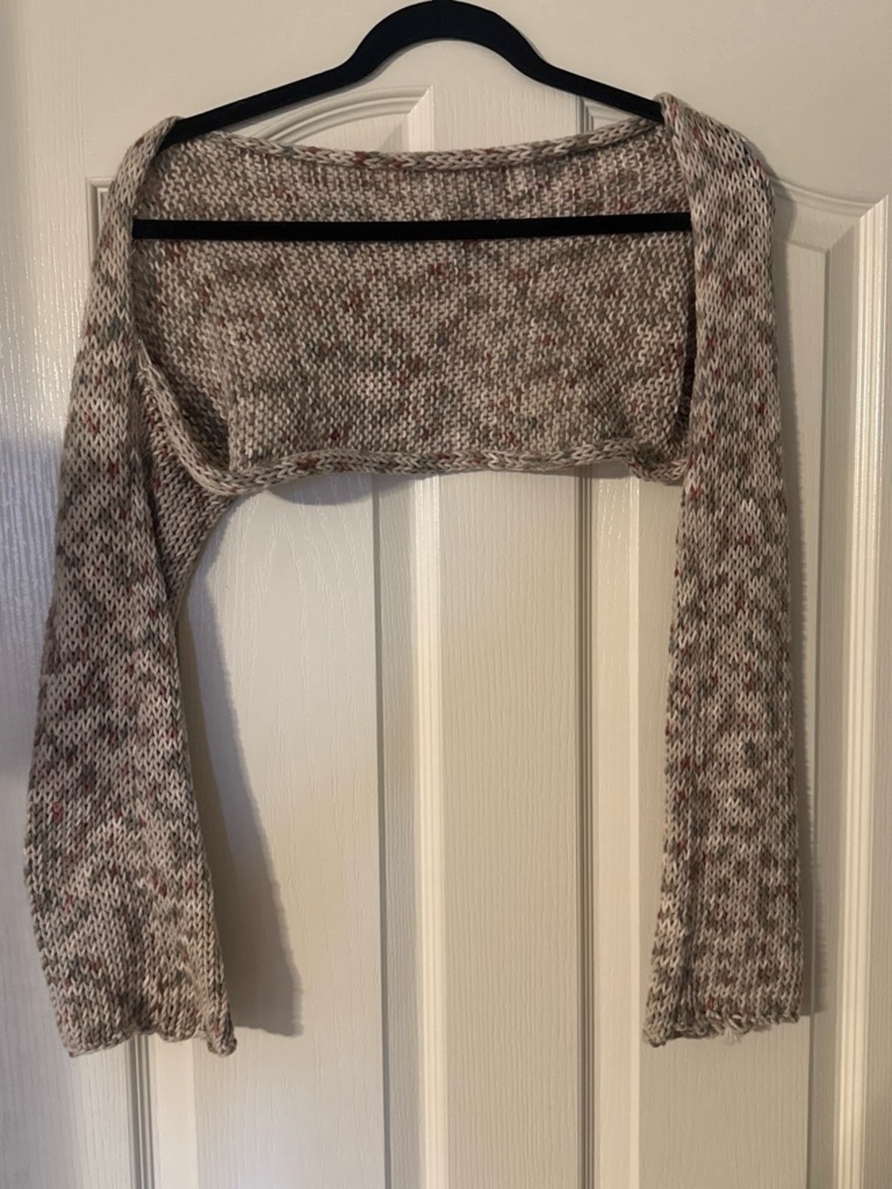 Women’s Cropped Open-Front Knit Bolero Sweater - Beige Speckle